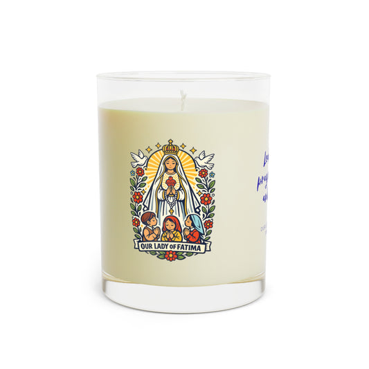 Our Lady of Fatima Prayer Candle — Catholic Folk Art Scented Soy Candle