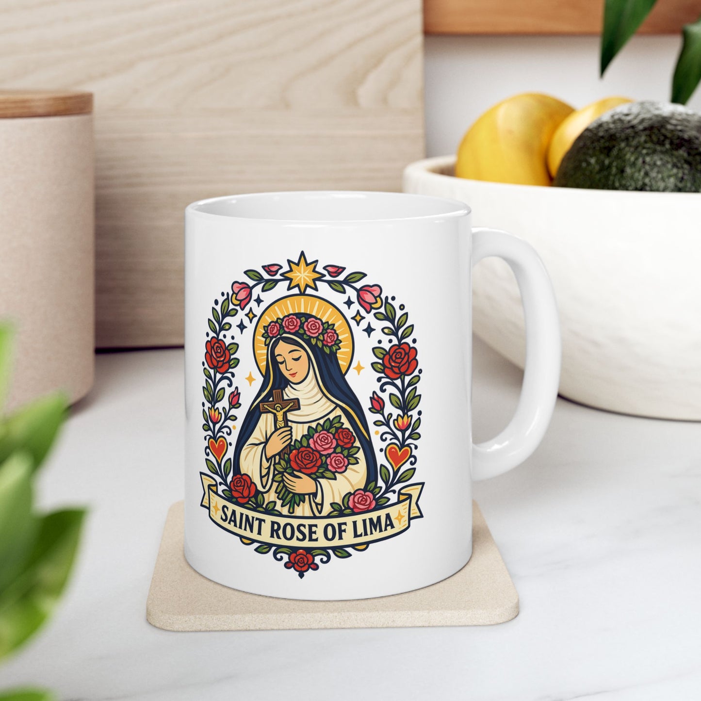 Saint Rose of Lima Ceramic Mug — Patron of the Americas