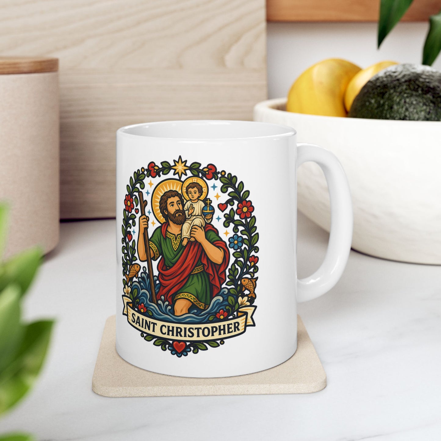 Saint Christopher Ceramic Mug — Patron of Travelers