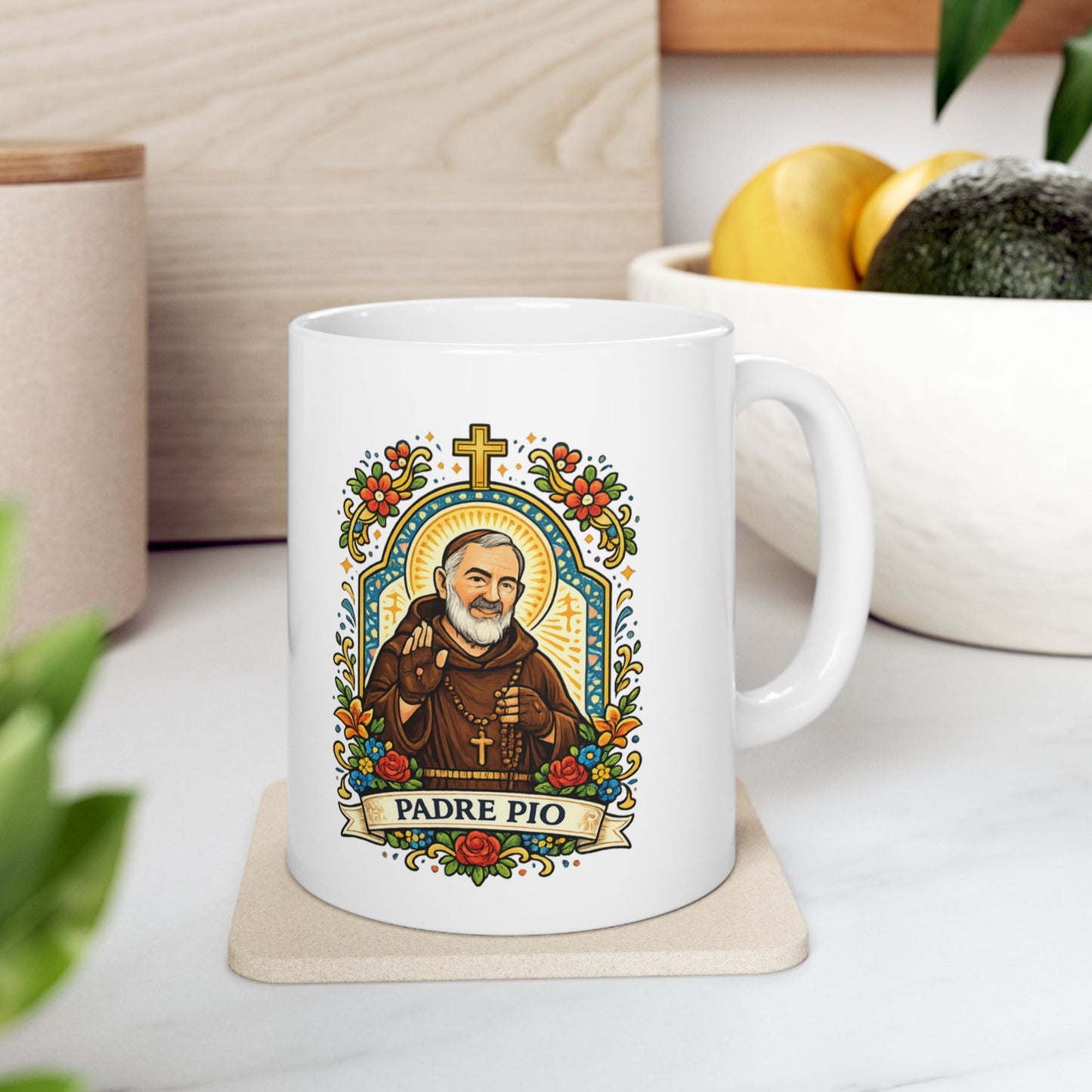 Saint Padre Pio Ceramic Mug — Stigmatist & Confessor