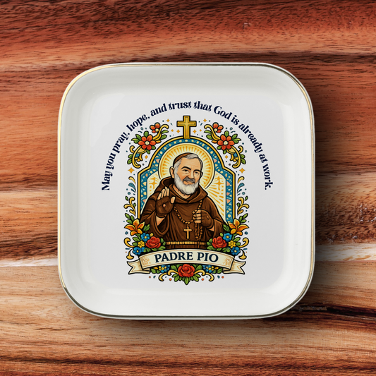 Padre Pio Catholic Jewelry Dish | Inspirational Gift Trinket Dish