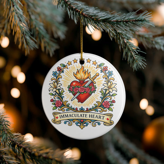 Immaculate Heart of Mary Catholic Christmas Ornament