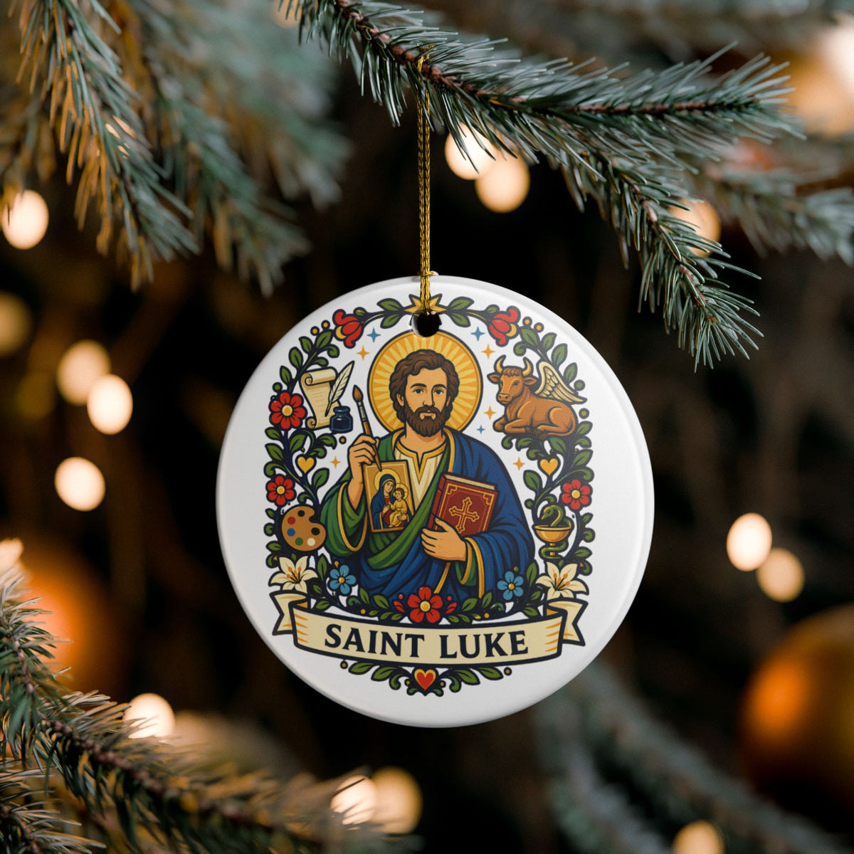 St. Luke the Evangelist Catholic Christmas Ornament
