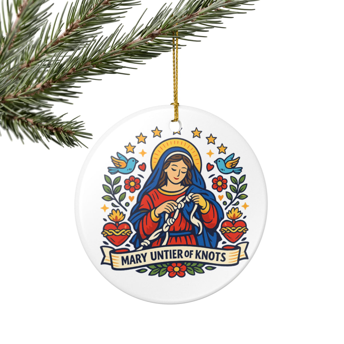 Mary Untier of Knots Catholic Christmas Ornament