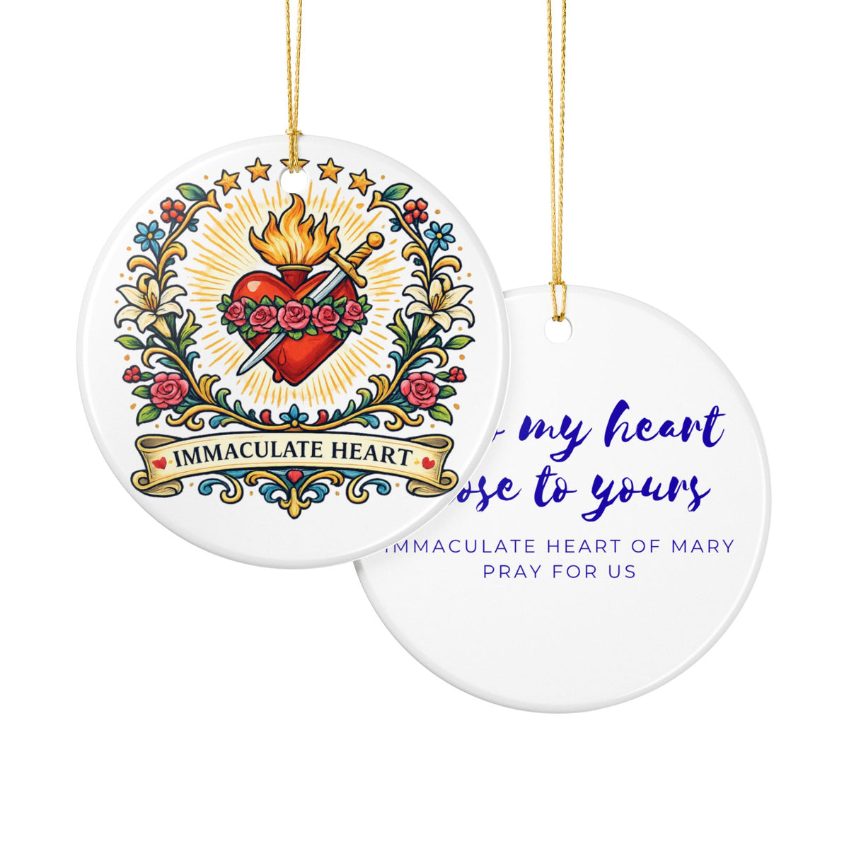 Immaculate Heart of Mary Catholic Christmas Ornament