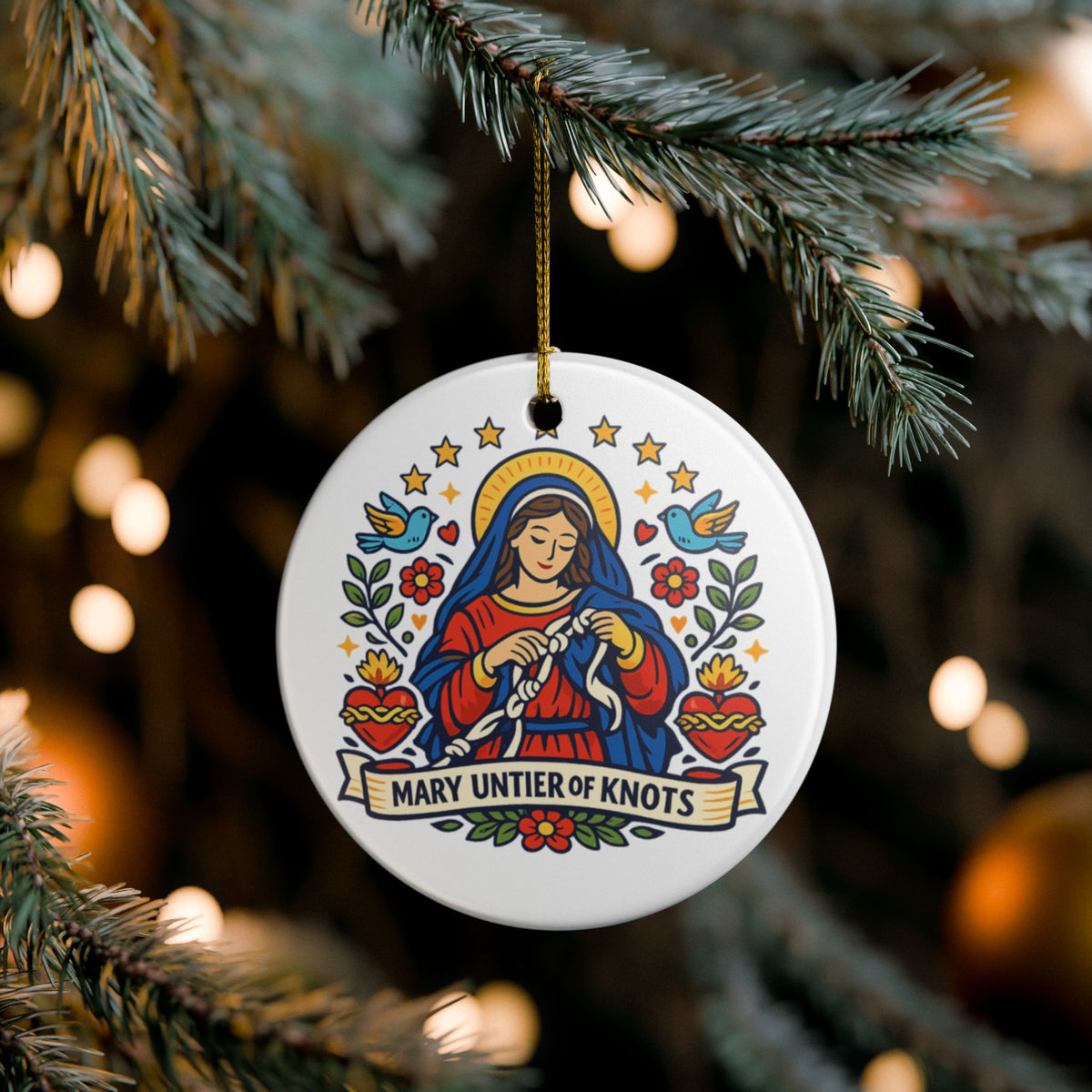 Mary Untier of Knots Catholic Christmas Ornament