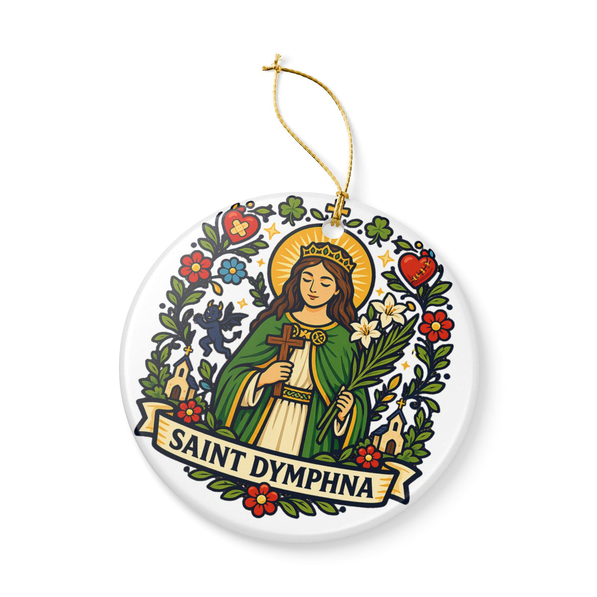 St. Dymphna Catholic Christmas Ornament