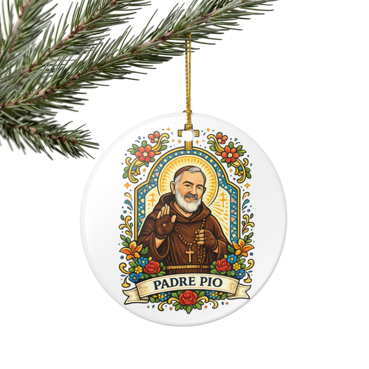 Saint Padre Pio Catholic Christmas Ornament