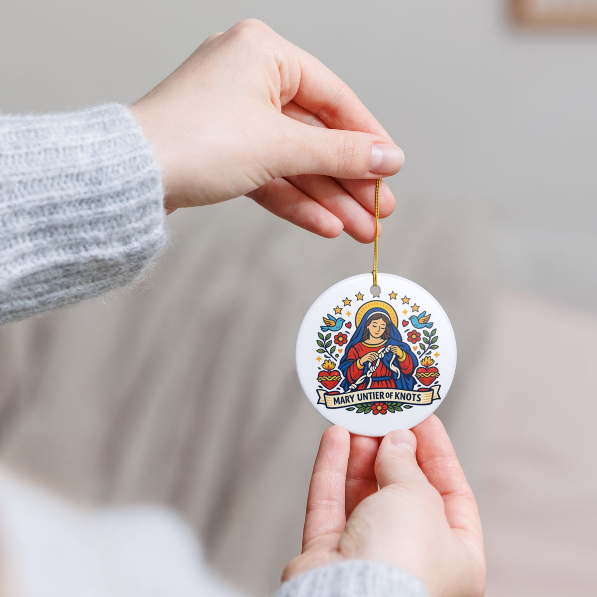 Mary Untier of Knots Catholic Christmas Ornament