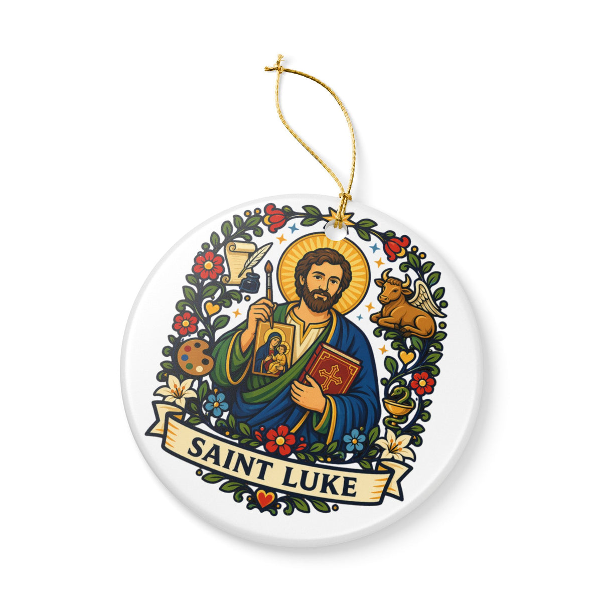 St. Luke the Evangelist Catholic Christmas Ornament