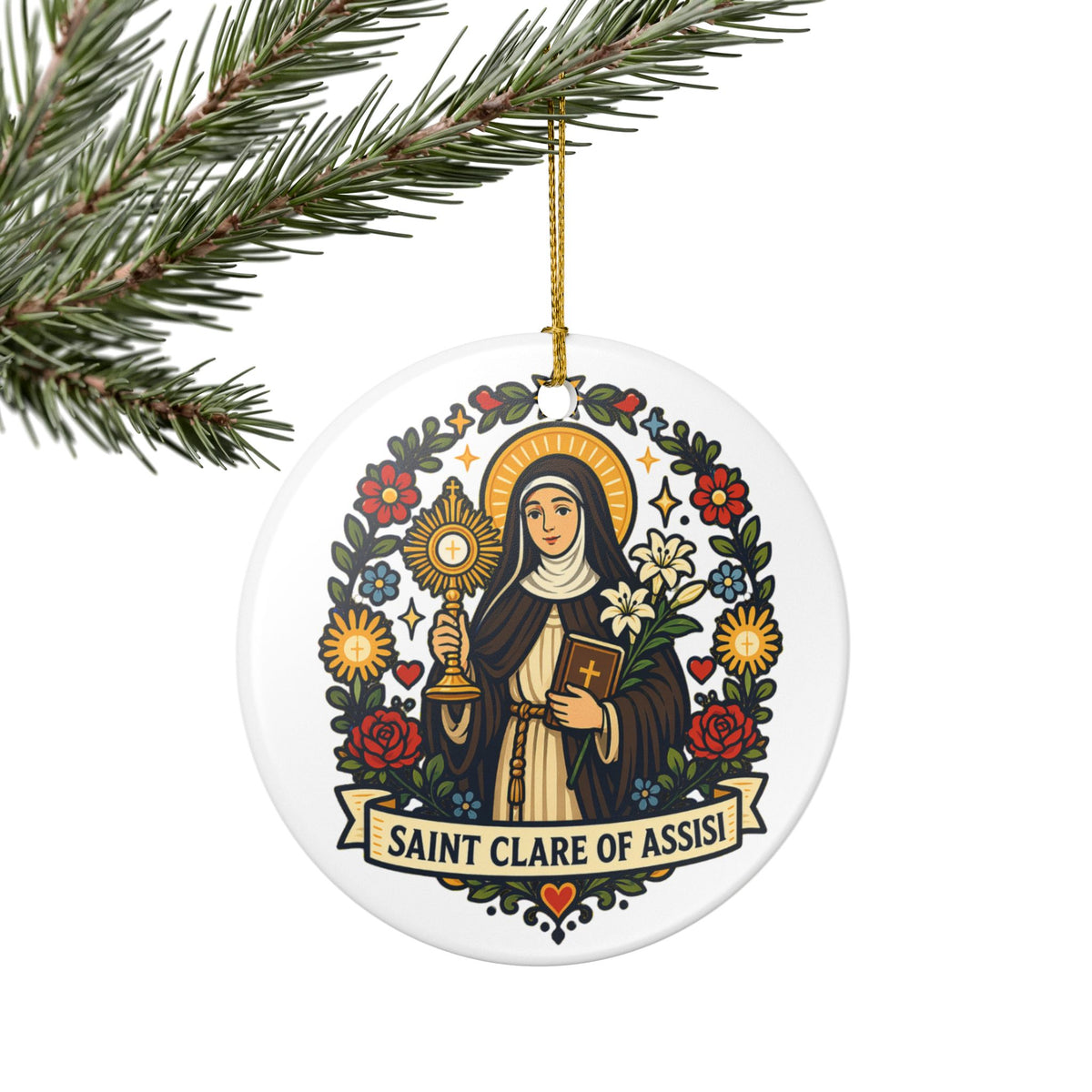 St. Clare of Assisi Catholic Christmas Ornament