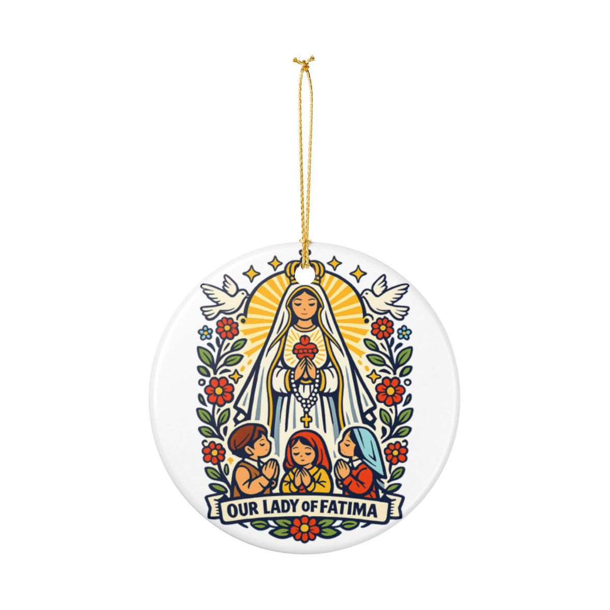 Our Lady of Fatima Ornament, Catholic Christmas Keepsake, Marian Gift, Saint Prayer Decor, Faith-Filled Gift for Family and Friends