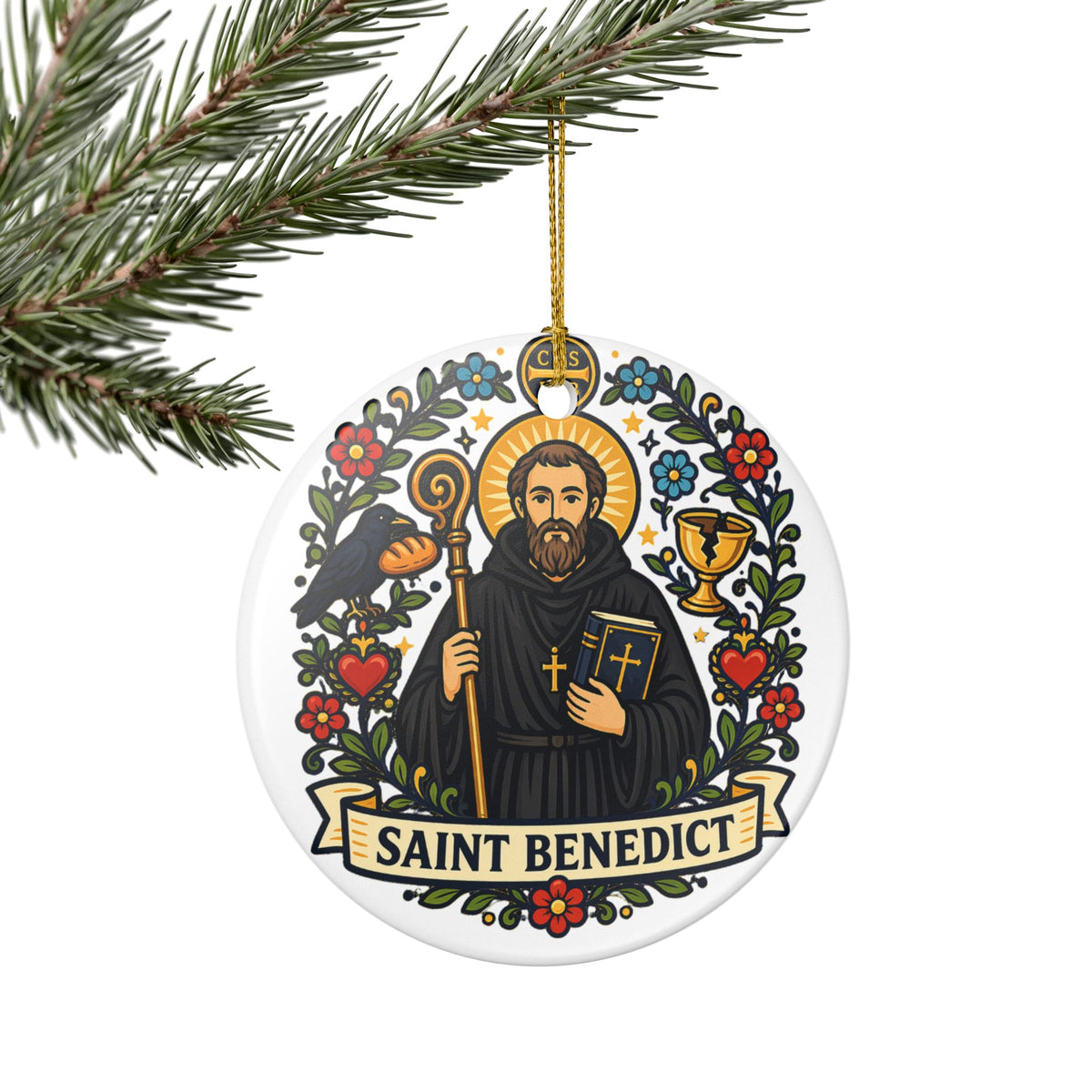 St. Benedict Catholic Christmas Ornament