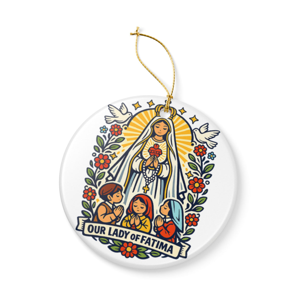 Our Lady of Fatima Ornament, Catholic Christmas Keepsake, Marian Gift, Saint Prayer Decor, Faith-Filled Gift for Family and Friends
