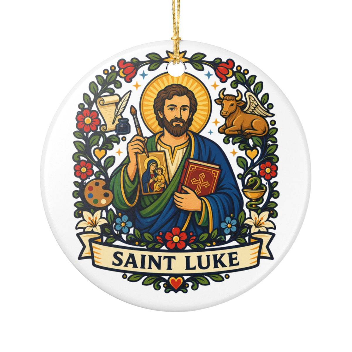 St. Luke the Evangelist Catholic Christmas Ornament
