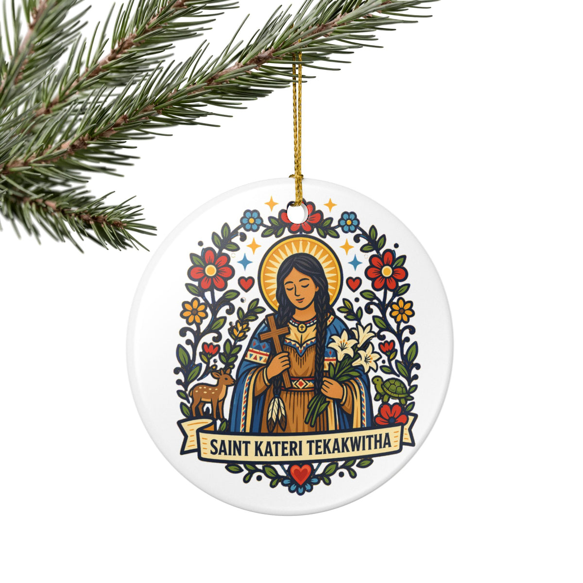 St. Kateri Tekakwitha Catholic Christmas Ornament