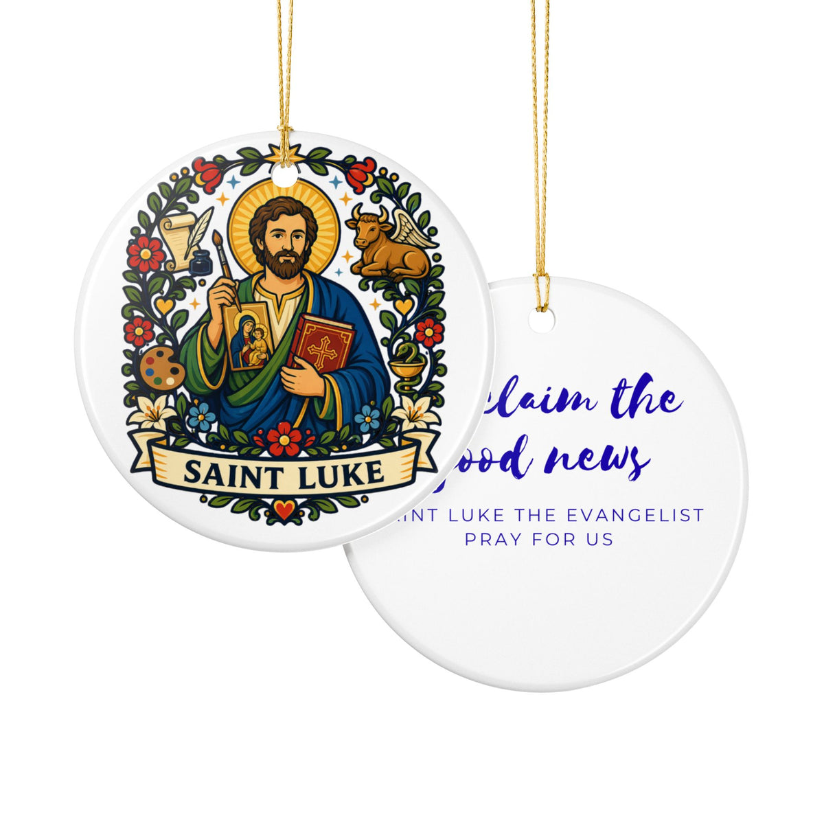 St. Luke the Evangelist Catholic Christmas Ornament