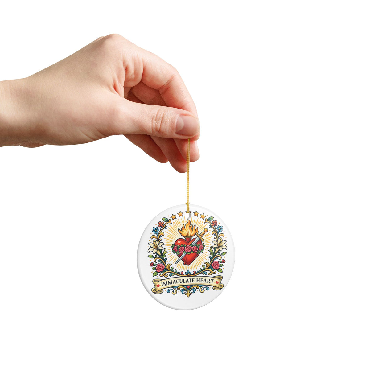 Immaculate Heart of Mary Catholic Christmas Ornament
