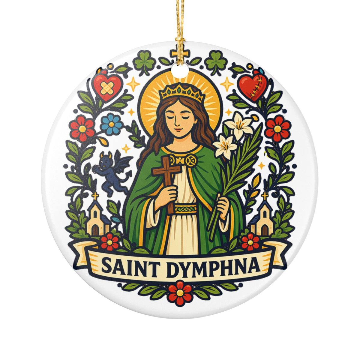 St. Dymphna Catholic Christmas Ornament