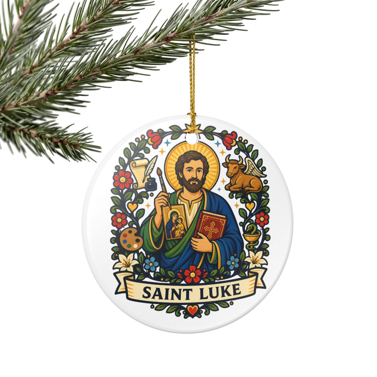 St. Luke the Evangelist Catholic Christmas Ornament