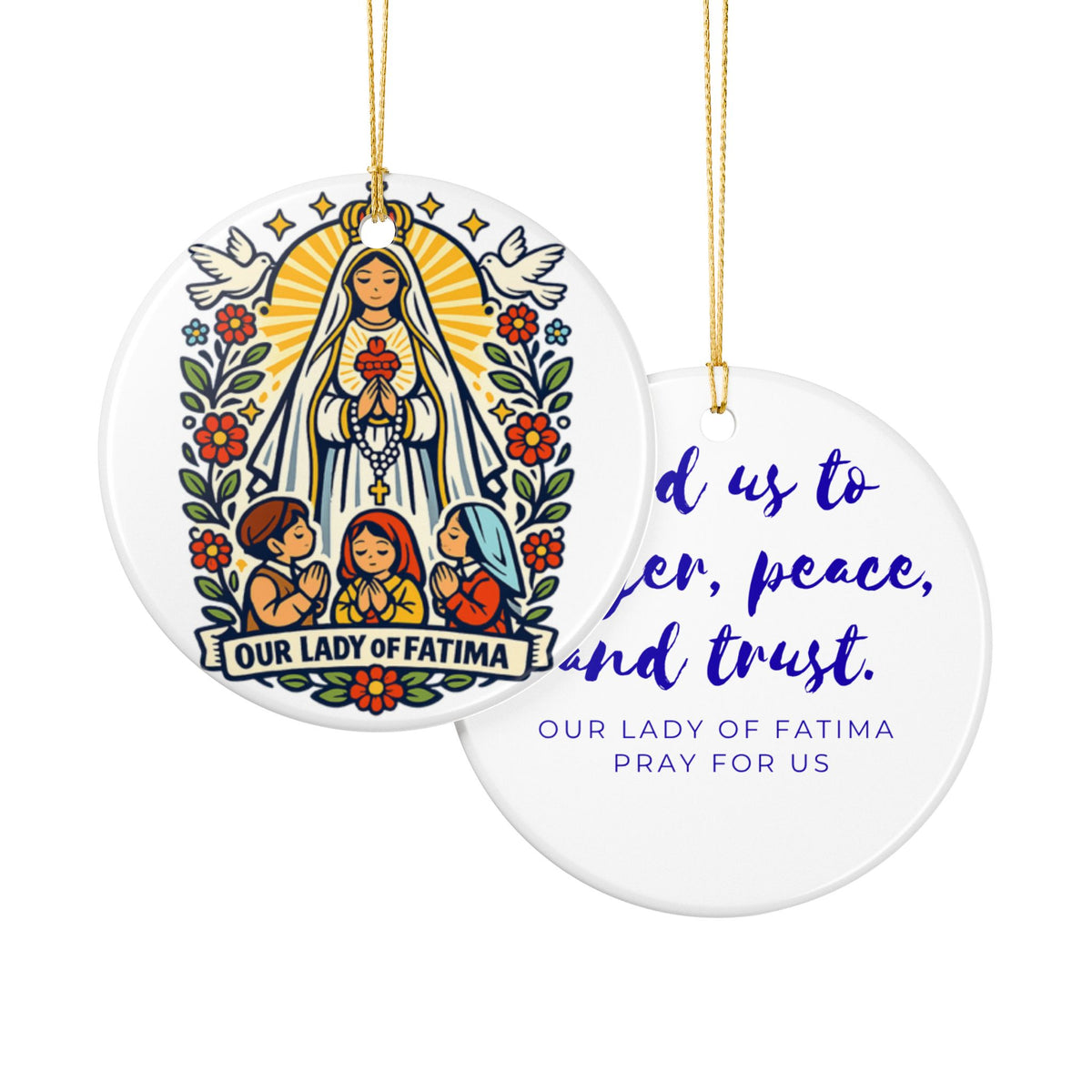 Our Lady of Fatima Ornament, Catholic Christmas Keepsake, Marian Gift, Saint Prayer Decor, Faith-Filled Gift for Family and Friends