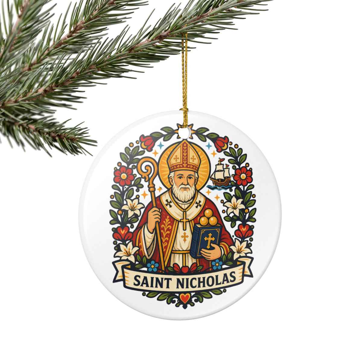 St. Nicholas Catholic Christmas Ornament