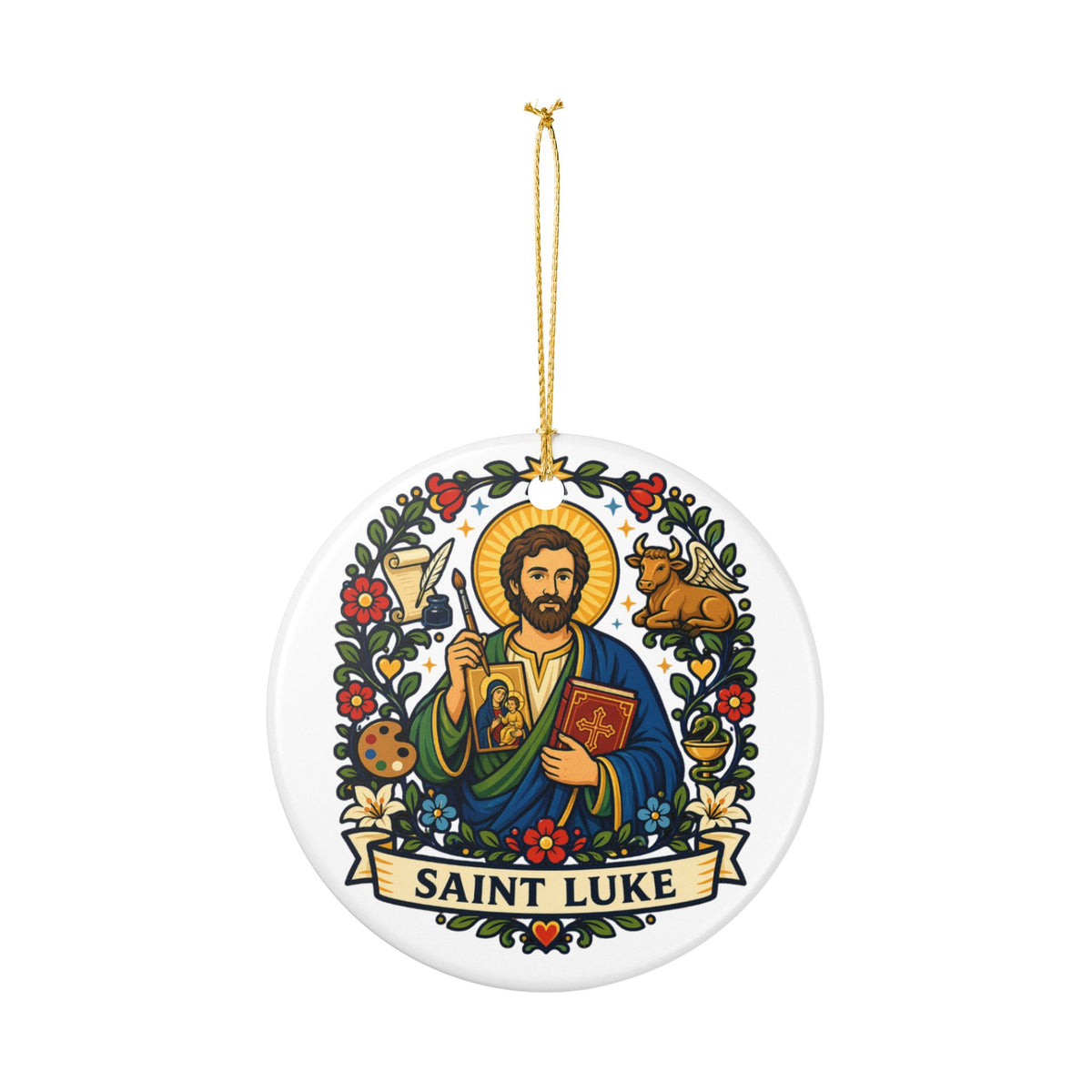 St. Luke the Evangelist Catholic Christmas Ornament
