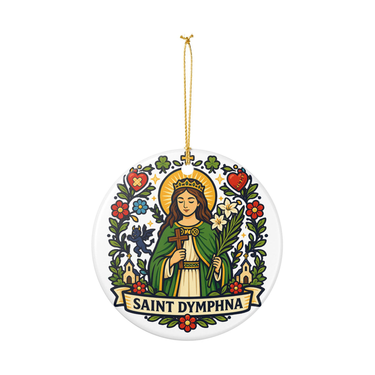 St. Dymphna Catholic Christmas Ornament