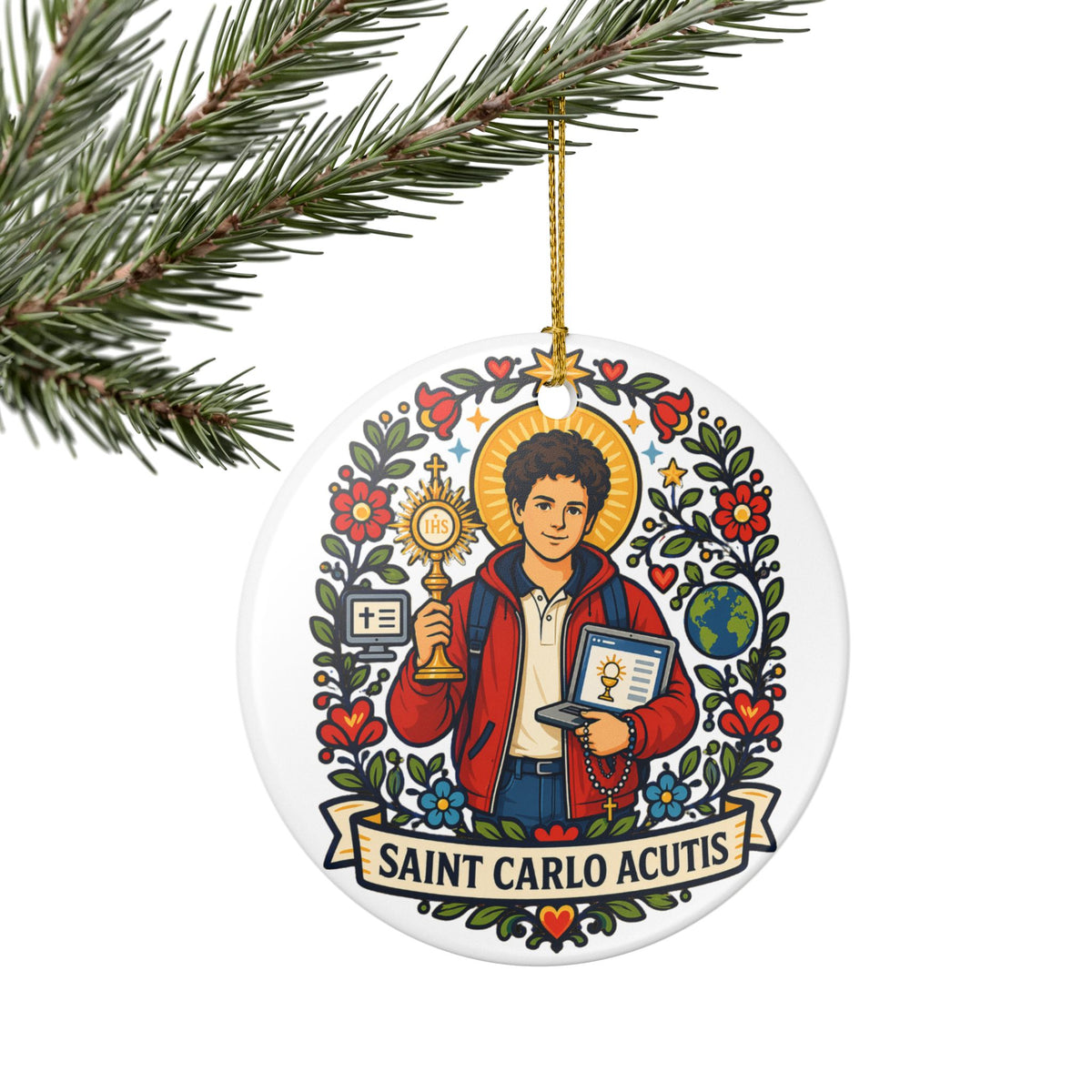 St. Carlo Acutis Catholic Christmas Ornament