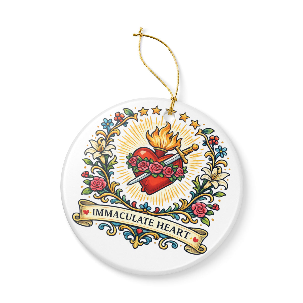 Immaculate Heart of Mary Catholic Christmas Ornament