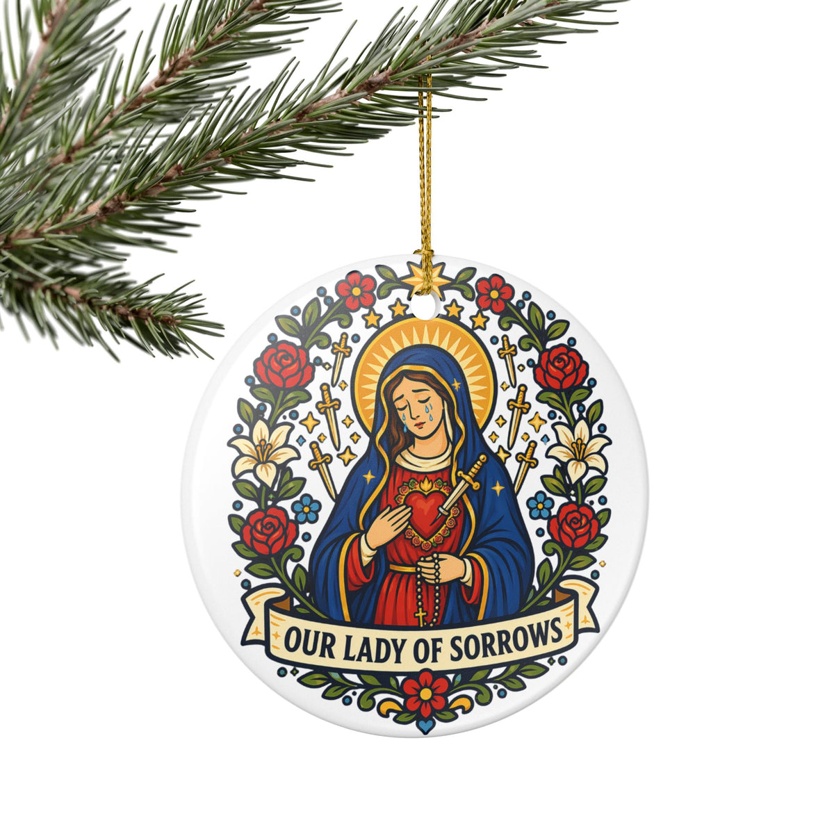 Our Lady of Sorrows Catholic Christmas Ornament
