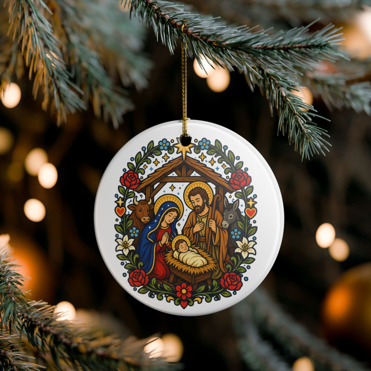 Nativity Ceramic Christmas Ornament