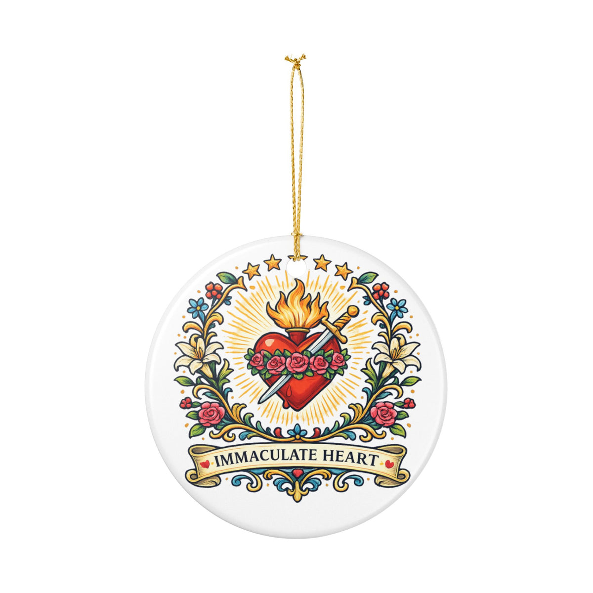 Immaculate Heart of Mary Catholic Christmas Ornament