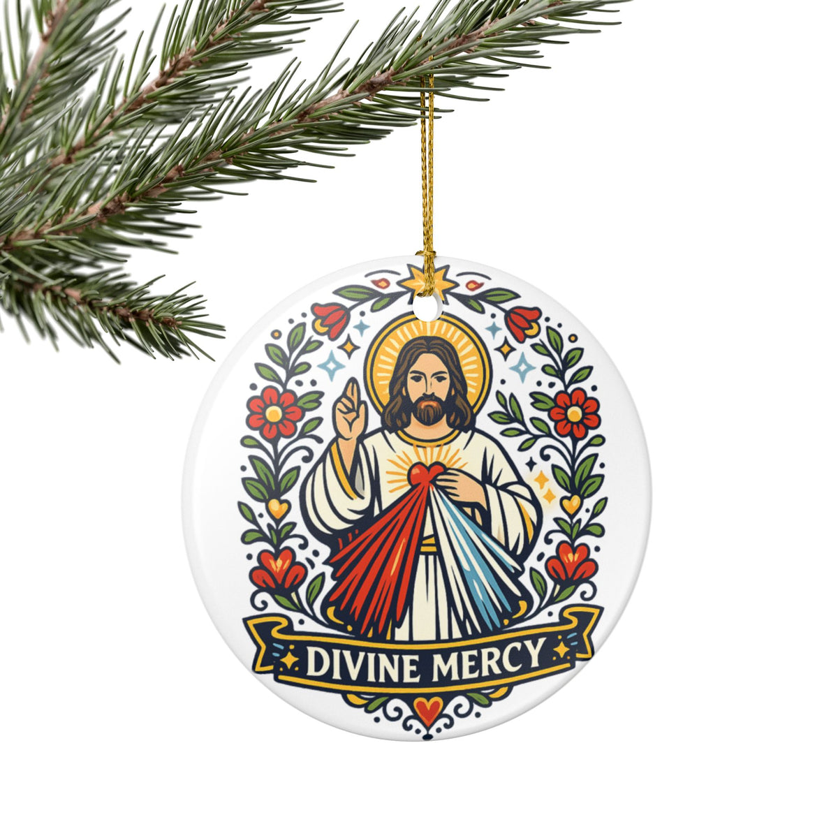 Divine Mercy Catholic Christmas Ornament