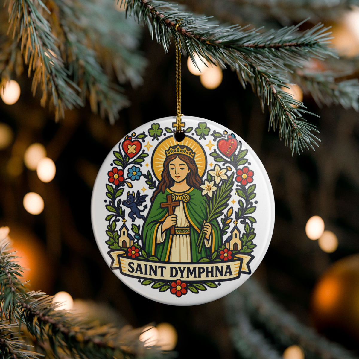 St. Dymphna Catholic Christmas Ornament