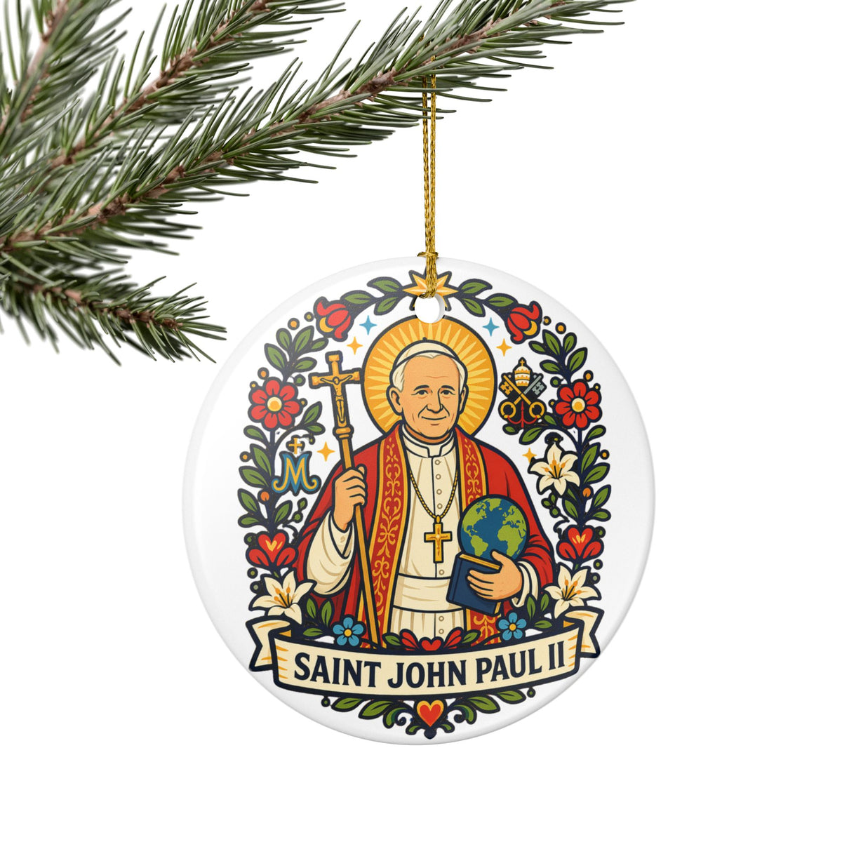 St. John Paul II Catholic Christmas Ornament