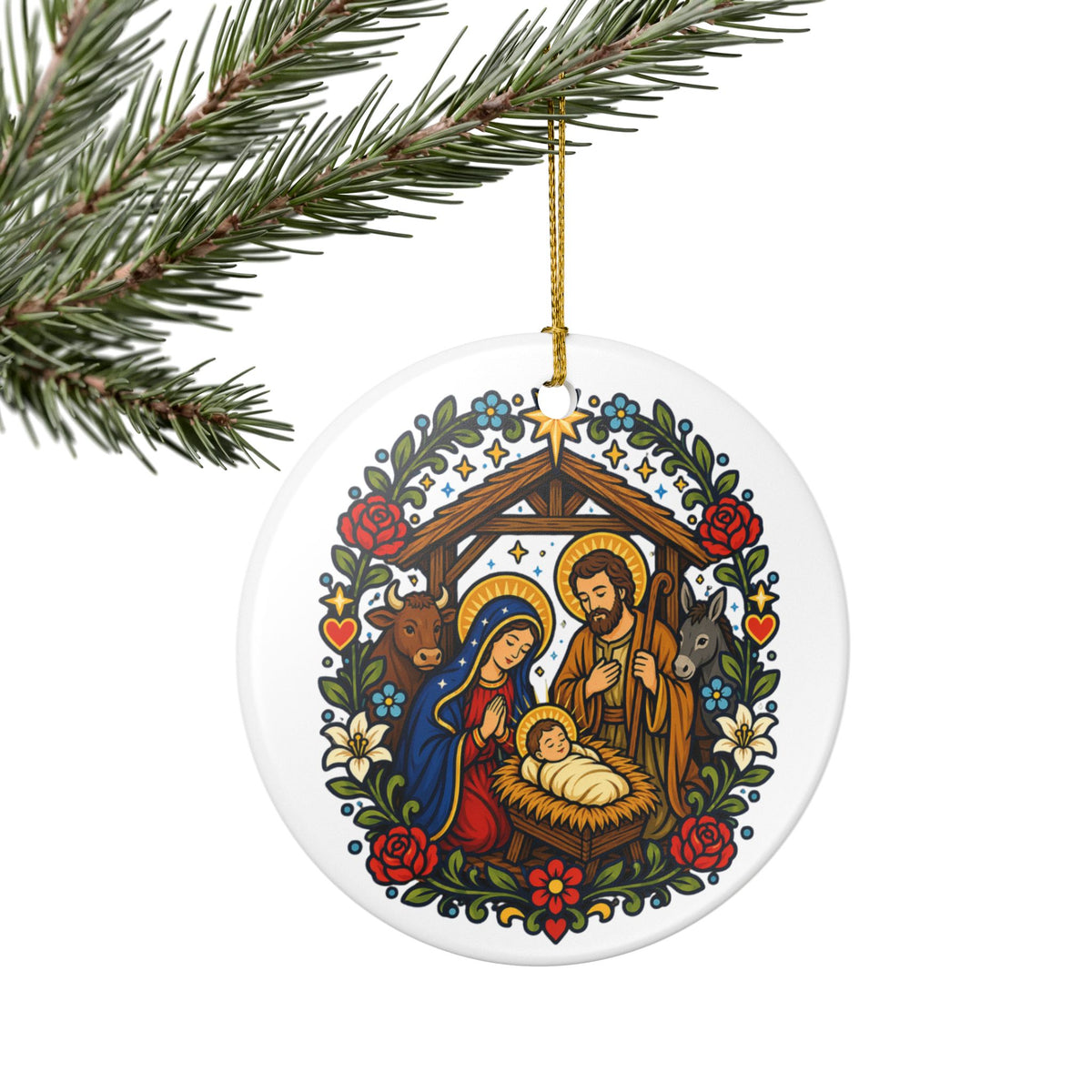 Nativity Ceramic Christmas Ornament