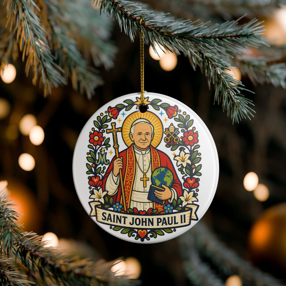St. John Paul II Catholic Christmas Ornament
