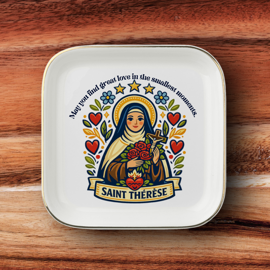 Saint Thérèse Catholic Jewelry Dish | Inspirational Gift Trinket Dish